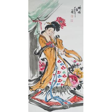 周心兰国画人物醉酒图字画之家
