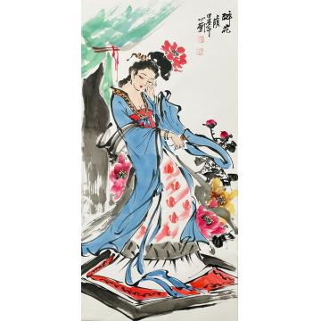 周心兰国画人物醉花荫字画之家