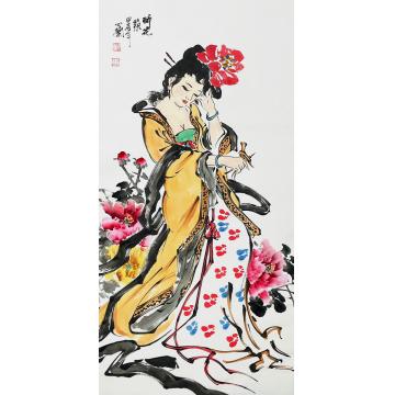 周心兰国画人物醉花荫字画之家