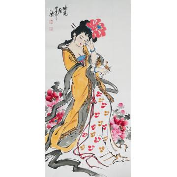 周心兰国画人物醉花荫字画之家