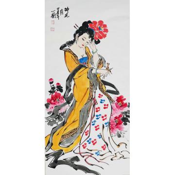 周心兰国画人物醉花荫字画之家