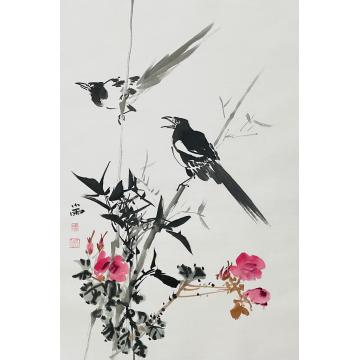 周小雨国画花鸟富贵双喜字画之家