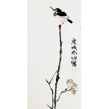鲁叁田国画花鸟独立寒秋字画之家