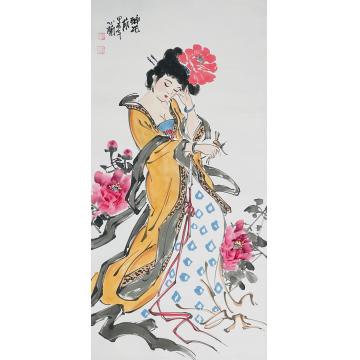 周心兰国画人物醉花荫字画之家
