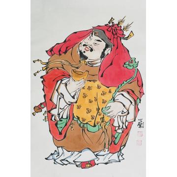 周心兰国画人物如意财神字画之家