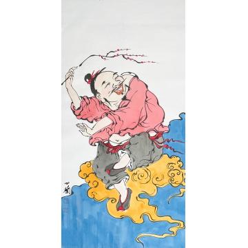 周心兰国画人物逍遥乐字画之家