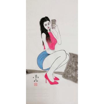 郝酉品国画人物现代丽人系列字画之家