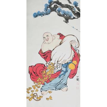 周心兰国画人物财源广进字画之家