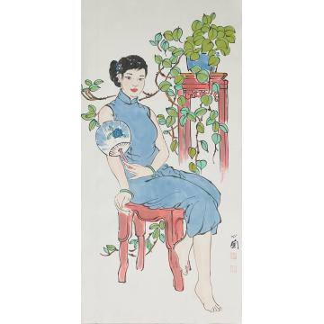 周心兰国画人物美人图字画之家