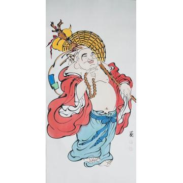 周心兰国画人物欢喜自在字画之家