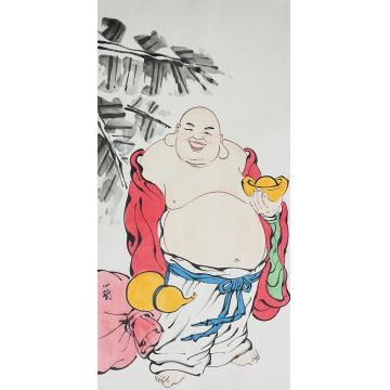 周心兰国画人物自在得财字画之家