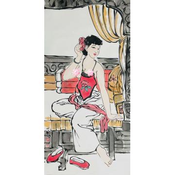 周心兰国画人物美人图字画之家