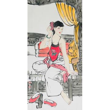 周心兰国画人物美人图字画之家