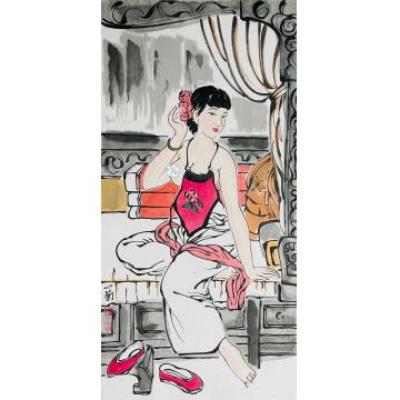 周心兰国画人物美人图字画之家