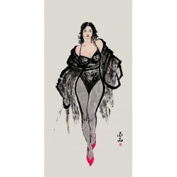 郝酉品国画人物品女郎字画之家