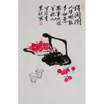 胡业秋国画花鸟得闲图字画之家