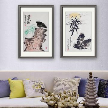 鲁叁田国画花鸟清风二联字画之家