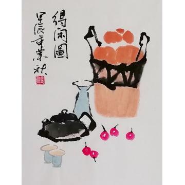 中国古美術・純手描き仕女図三尺画芯・水墨・彩色画・張大千印款・書道品・带水印・書 名家真迹中美协陈红梅手绘水墨四尺条幅中国古代仕女图美女