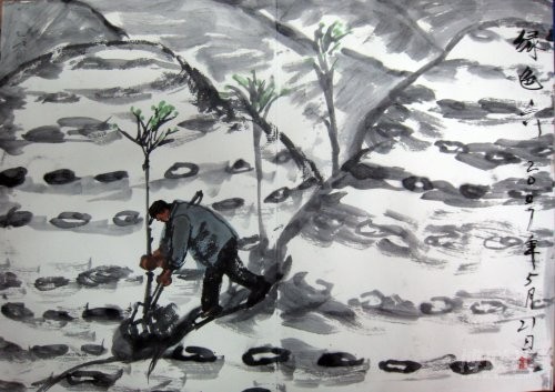 阅读正文  《瓜州东千佛洞日记组画》,参加上海图书馆"甘肃书画名家